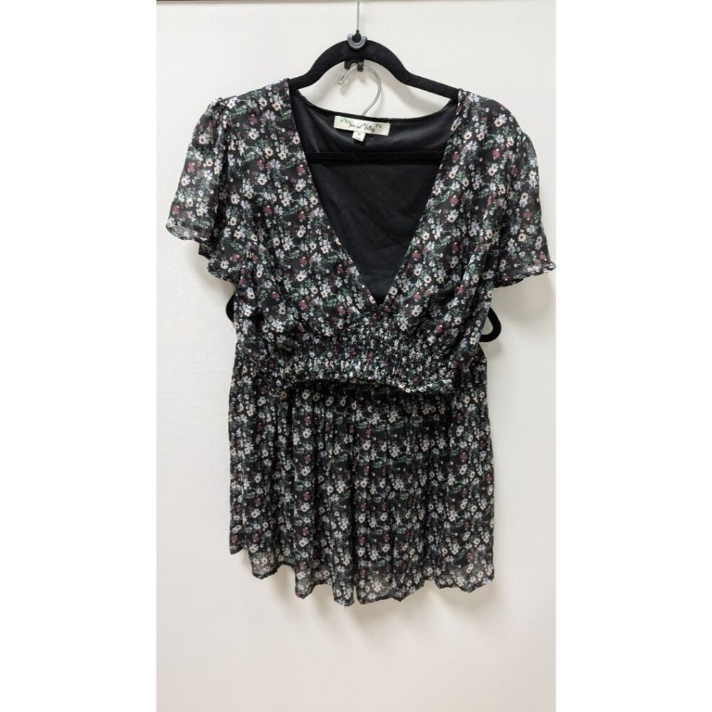 Vine and Valley Black Floral Crop Blouse & Skirt Set